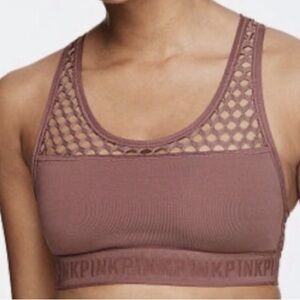 Pink Victoria Secrets Ultimate Mesh Razorback Sports Bra Cocoa Powder NWOT Small